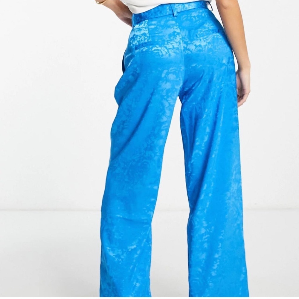 Zara Blue Patterned Satin Pants Size XS NWT - Picture 2 of 14